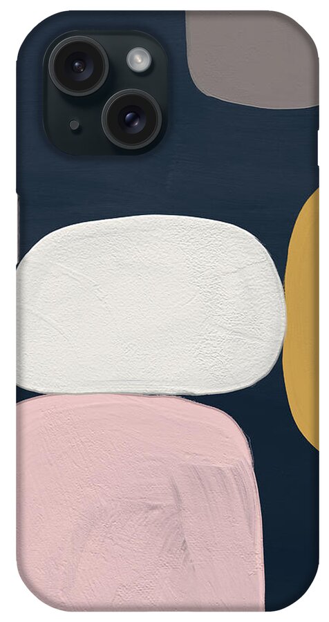 Modern iPhone Case featuring the painting Modern Stones Navy 2- Art by Linda Woods by Linda Woods