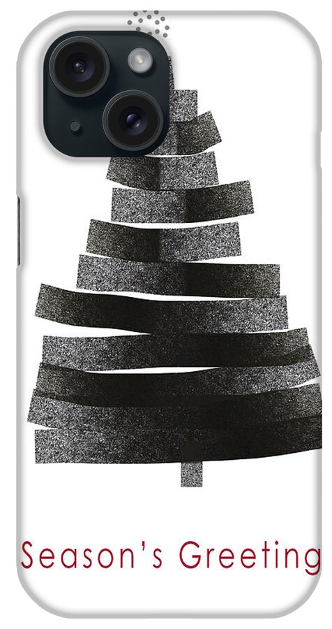 Modern iPhone Case featuring the mixed media Modern Winter Tree- Season's Greetings Art by Linda Woods by Linda Woods