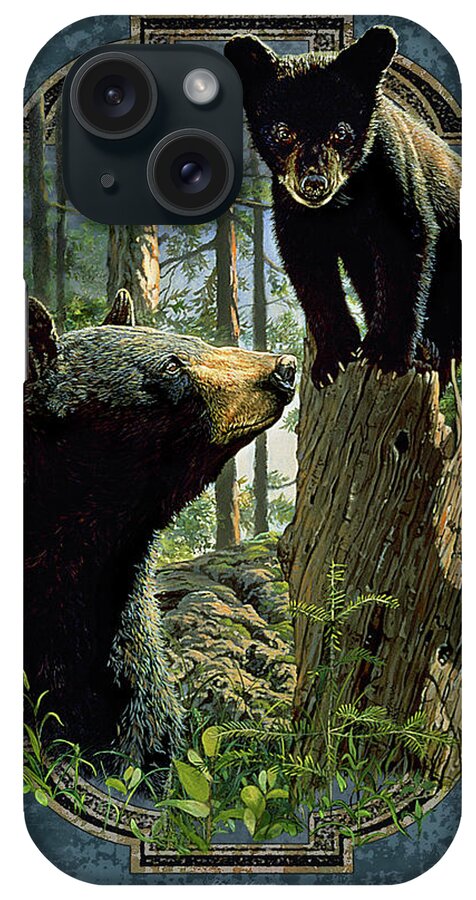 Bruce Miller iPhone Case featuring the painting Mom and Cub Bear by JQ Licensing