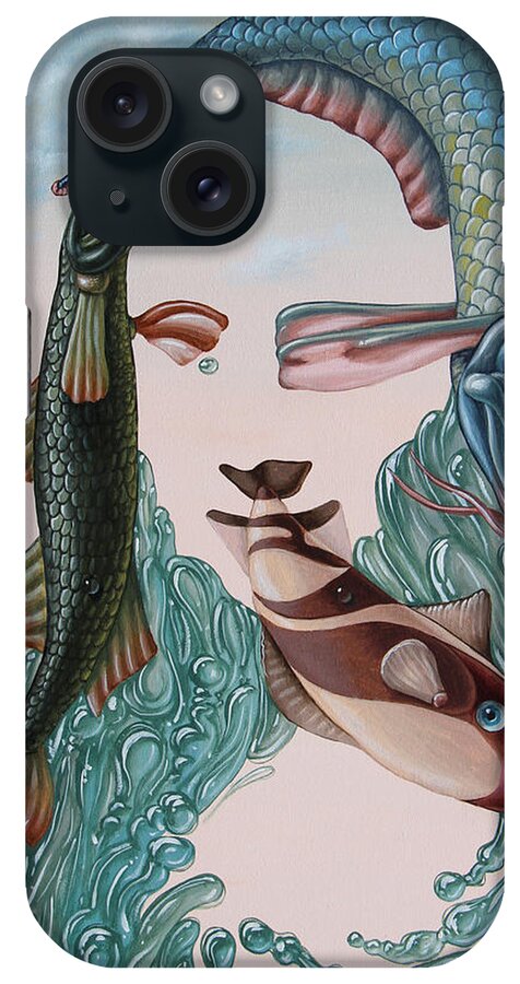 Mona Lisa iPhone Case featuring the painting Mona Lisa. Water by Victor Molev