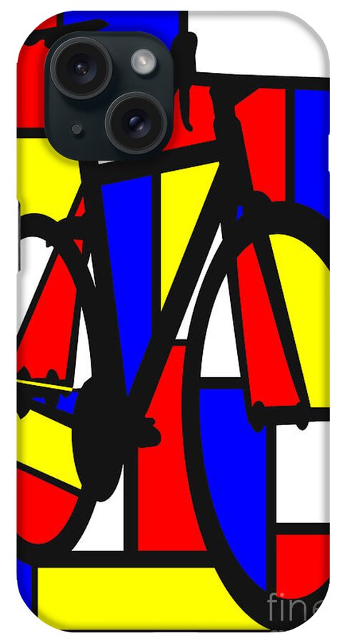 Bicycle iPhone Case featuring the painting Mondrianesque Road bike by Sassan Filsoof