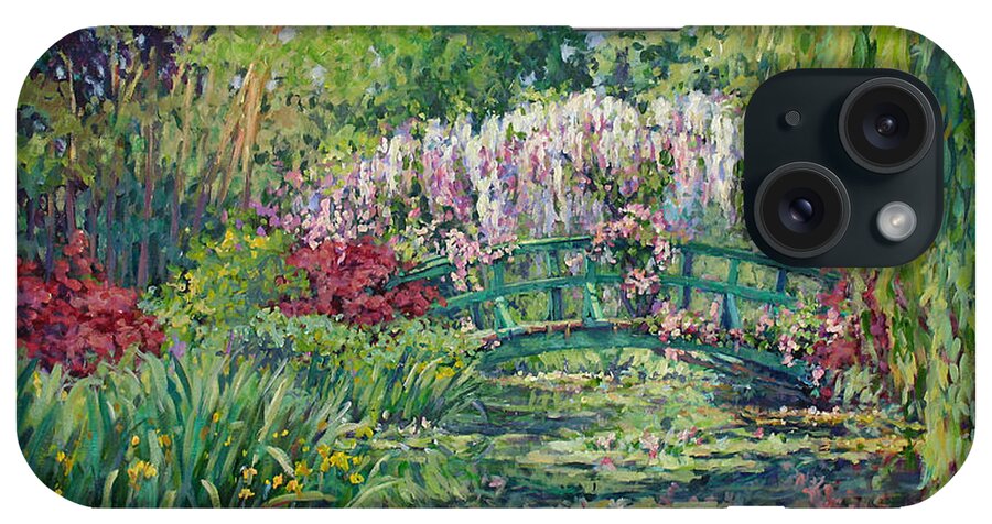 France iPhone Case featuring the painting Monets Pond in Spring by L Diane Johnson