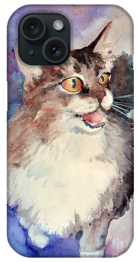 Cat iPhone Case featuring the painting Monologue by K M Pawelec