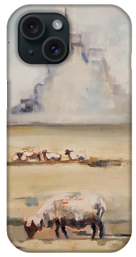 Mont Saint Michel iPhone Case featuring the painting Mont Saint Michel in the Morning by Christel Roelandt