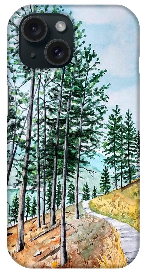 Montana iPhone Case featuring the painting Montana Lake Como Trail by Laurie Anderson