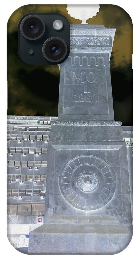Terazije Square iPhone Case featuring the photograph Monument in negative by Anamarija Marinovic
