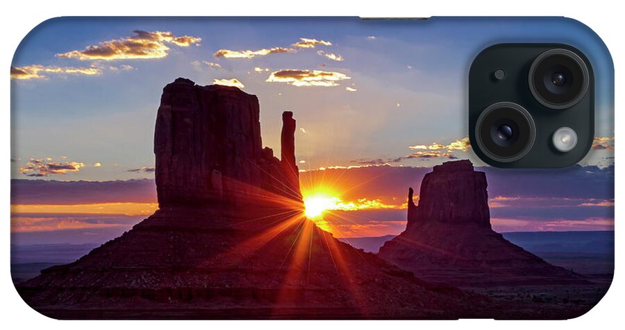 America iPhone Case featuring the photograph Monument Valley Sunrise by Teri Virbickis