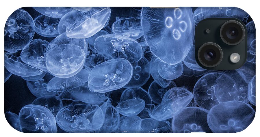 Jellyfish iPhone Case featuring the photograph Moon Jellyfish in False Color at the Cabrillo Marine Aquarium by Randall Nyhof