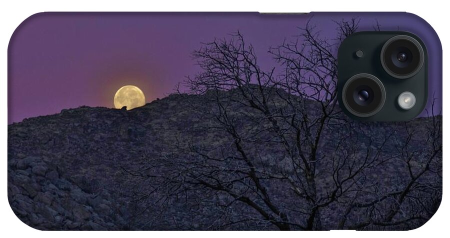 Full iPhone Case featuring the photograph Moon set at sunrise by Gaelyn Olmsted