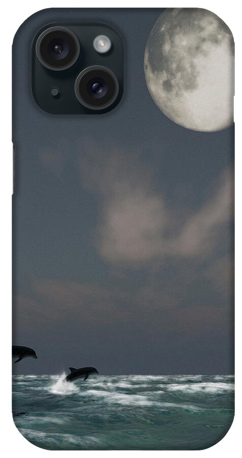 Oceans iPhone Case featuring the digital art Moonlight Swim by Richard Rizzo