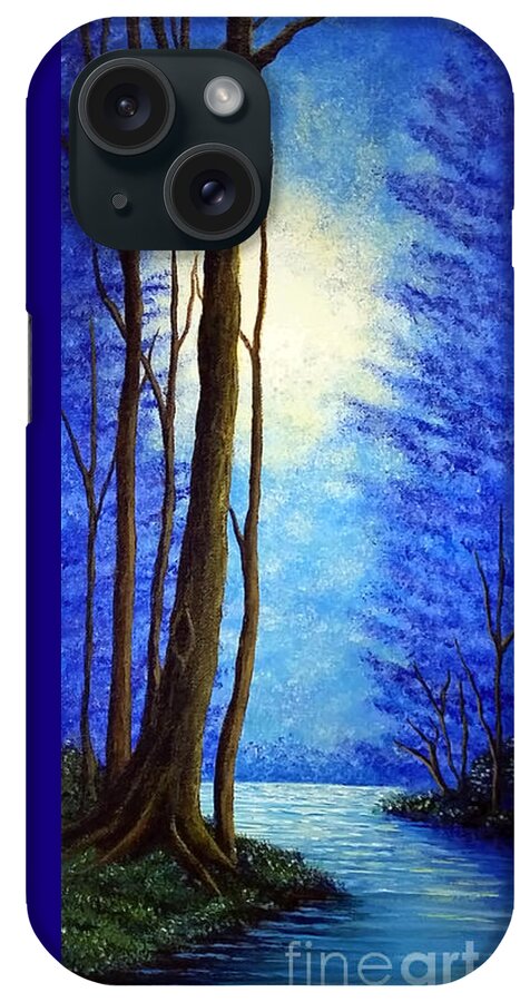 Moon iPhone Case featuring the painting Moonlit Stream by Sarah Irland