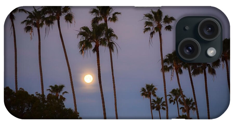 Moon iPhone Case featuring the photograph Moonset Palms by Richard Cheski