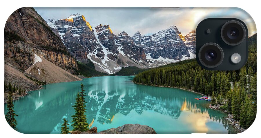 Lake iPhone Case featuring the photograph Moraine Lake Sunset by Mike Centioli