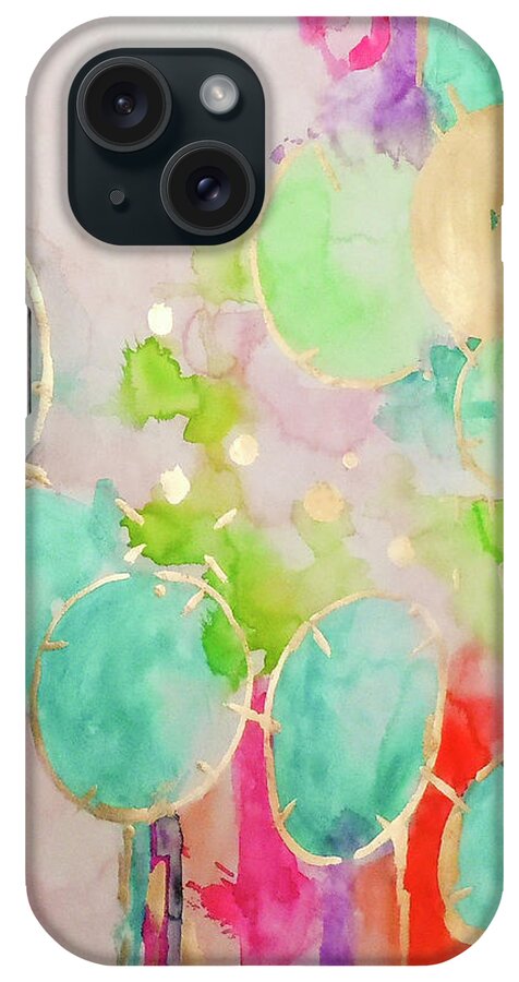 Abstract Watercolor iPhone Case featuring the painting More Jewels by Roleen Senic
