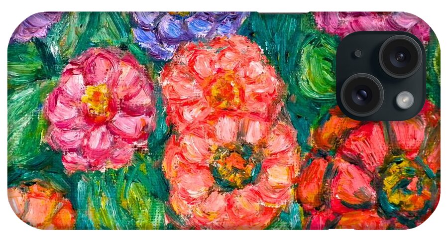 Flowers iPhone Case featuring the painting More Zinnias by Kendall Kessler