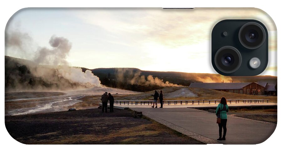 Wyoming iPhone Case featuring the photograph Morning at Old Faithful by Shirley Mitchell