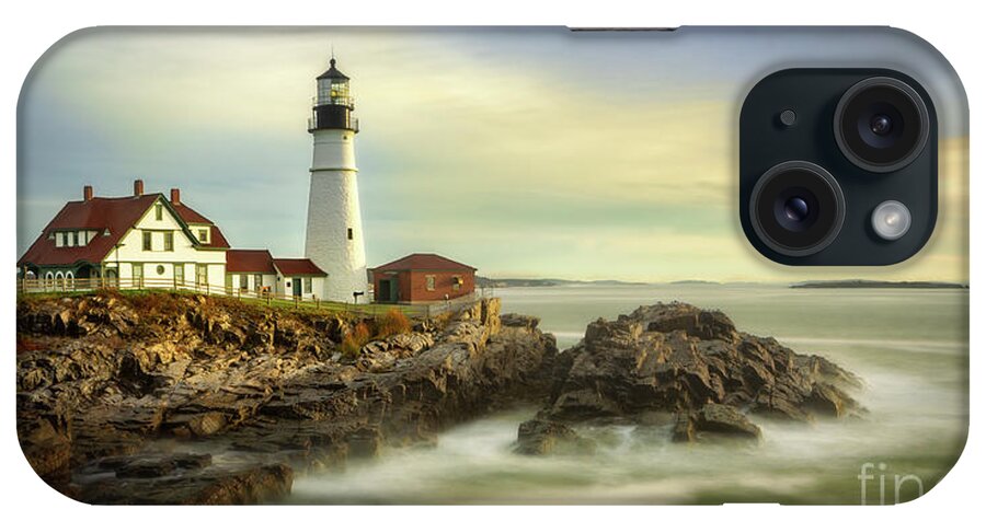 Architecture iPhone Case featuring the photograph Morning at Portland Lighthouse by Jerry Fornarotto