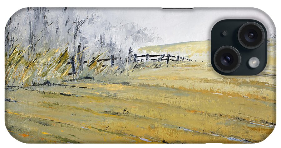 Fence iPhone Case featuring the painting Morning Fog by Carolyn Doe