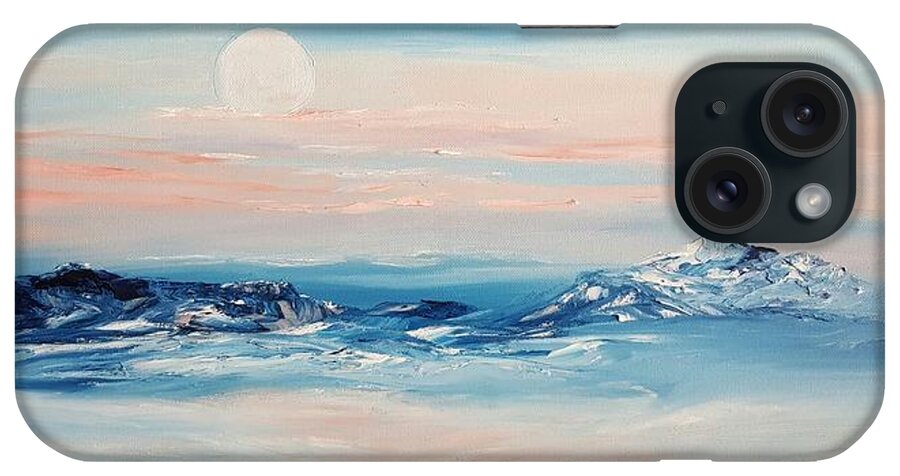 Full Moon iPhone Case featuring the painting Morning Full Moon by Cheryl Nancy Ann Gordon