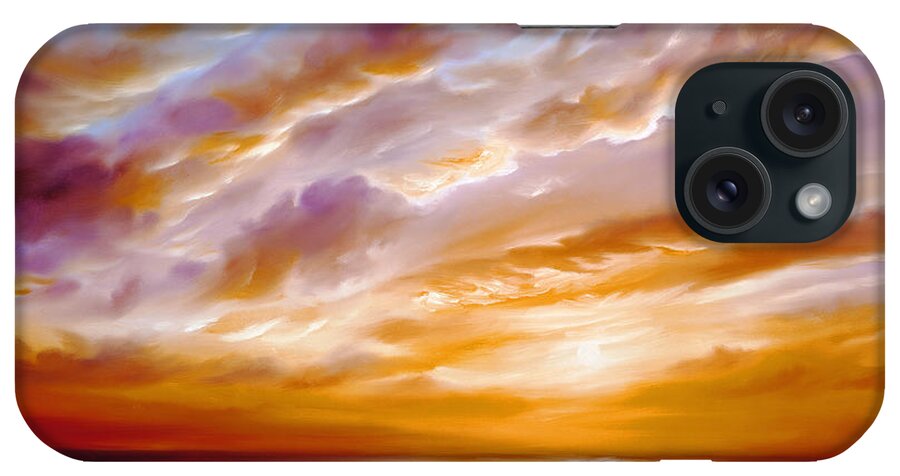Sunrise; Sunset; Power; Glory; Cloudscape; Skyscape; Purple; Red; Blue; Stunning; Landscape; James C. Hill; James Christopher Hill; Jameshillgallery.com; Ocean; Lakes; Creation; Genesis; Lowcountry iPhone Case featuring the painting Morning Grace by James Hill