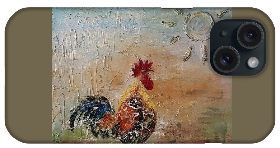 Rooster iPhone Case featuring the painting Morning has come by Sunel De Lange