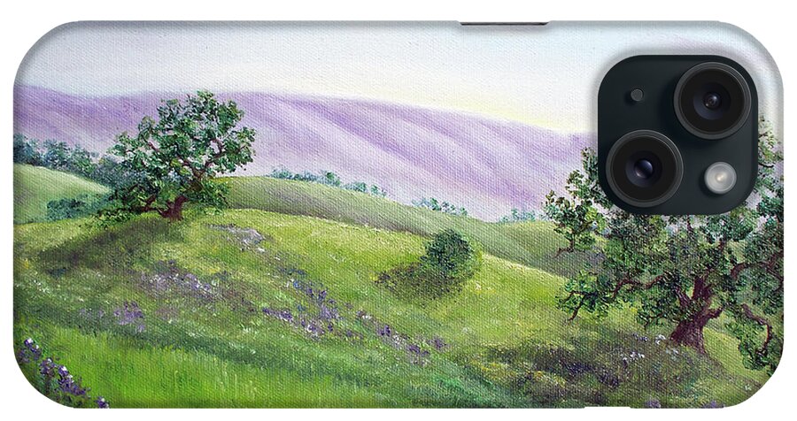 California iPhone Case featuring the painting Morning Lupines by Laura Iverson
