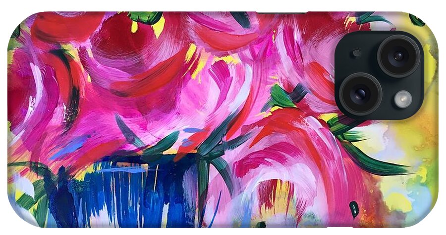 Abstract iPhone Case featuring the painting Morning Peonies by Bonny Butler
