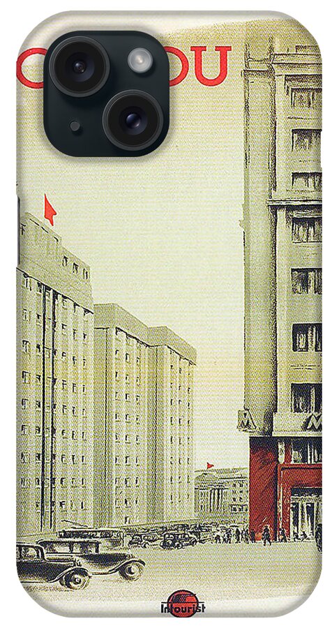 Moscow iPhone Case featuring the painting Moscow, downtown, USSR, vintage travel poster by Long Shot