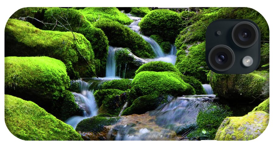 River Rocks iPhone Case featuring the photograph Moss Rocks and River by Raymond Salani III