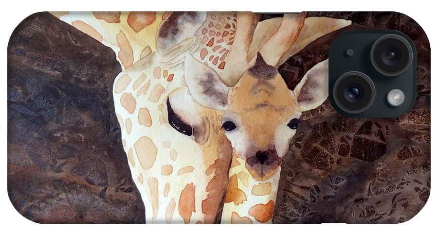 Giraffe iPhone Case featuring the painting Mother and Child by Laurel Best
