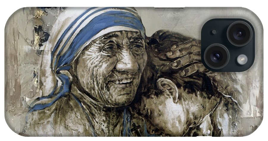 Mother Teresa iPhone Case featuring the painting Mother Teresa Portrait by Gull G