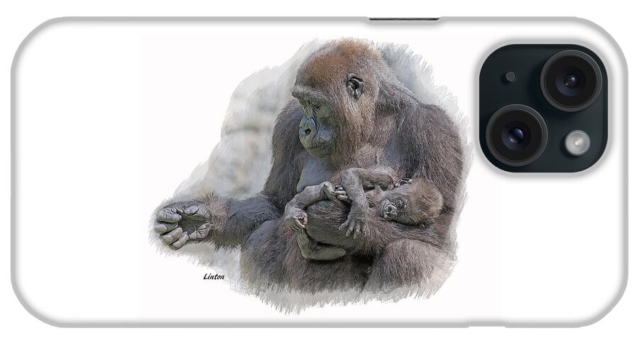 Gorilla iPhone Case featuring the digital art Motherhood 8 by Larry Linton