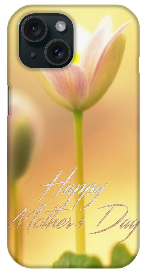 mother's Day iPhone Case featuring the photograph Mother's Day Greeting Card - Bloodroot Wildflower by Carol Senske