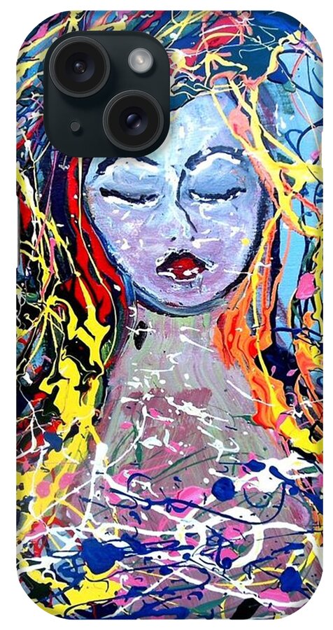 Abstract Of A Woman With Colorful Hair iPhone Case featuring the painting Mother's Day by Rebecca Flores