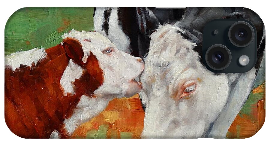 Calf iPhone Case featuring the painting Mothers Little Helper by Margaret Stockdale