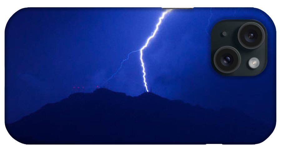 El Paso iPhone Case featuring the photograph Mount Franklin Lightning by SR Green