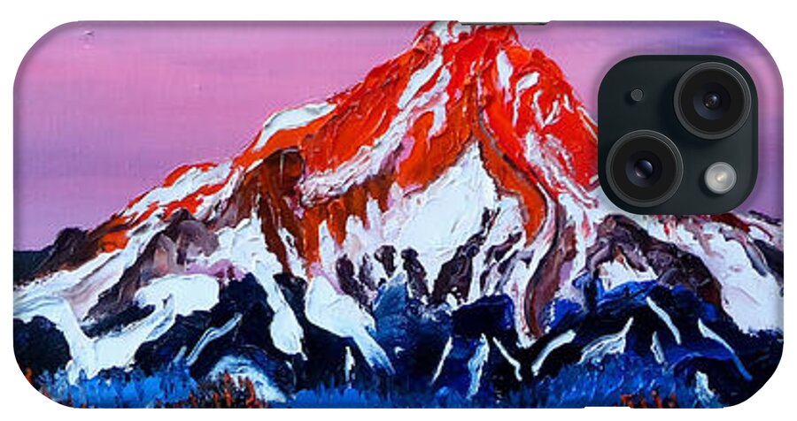  iPhone Case featuring the painting Mount Hood At Dusk 5 by James Dunbar