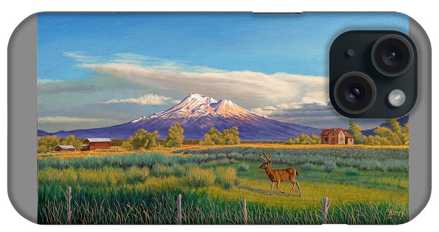 Mountain Peak. Northern California iPhone Case featuring the painting Mount Shasta by Paul Krapf