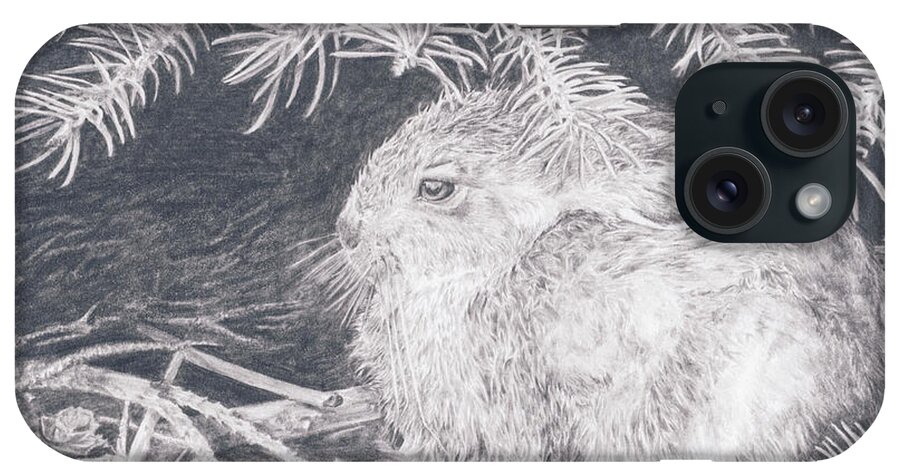 Rabbit iPhone Case featuring the drawing Mountain Cottontail by Shevin Childers