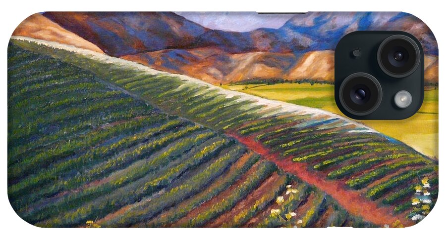Farm Land iPhone Case featuring the painting Mountain Farmland The Vineyard by Vic Ritchey