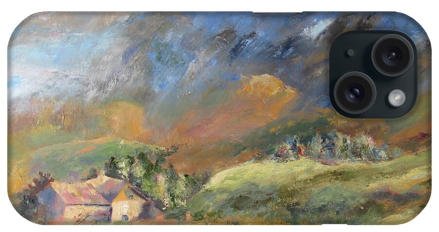 Mountain iPhone Case featuring the painting Mountain Storm by John Nussbaum