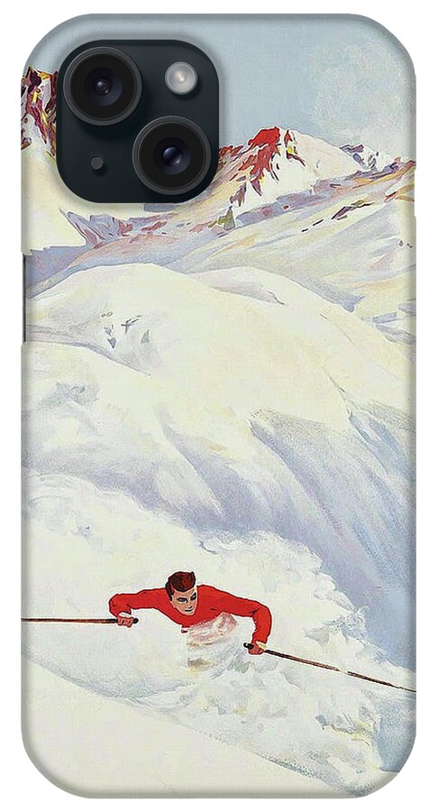 Mountains iPhone Case featuring the painting Mountains, winter ski sport by Long Shot