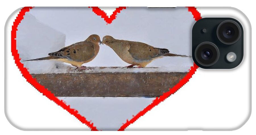 Mourning Doves; Birds; Love; Touching; Beaks iPhone Case featuring the photograph Mourning doves kissing by Dan Friend