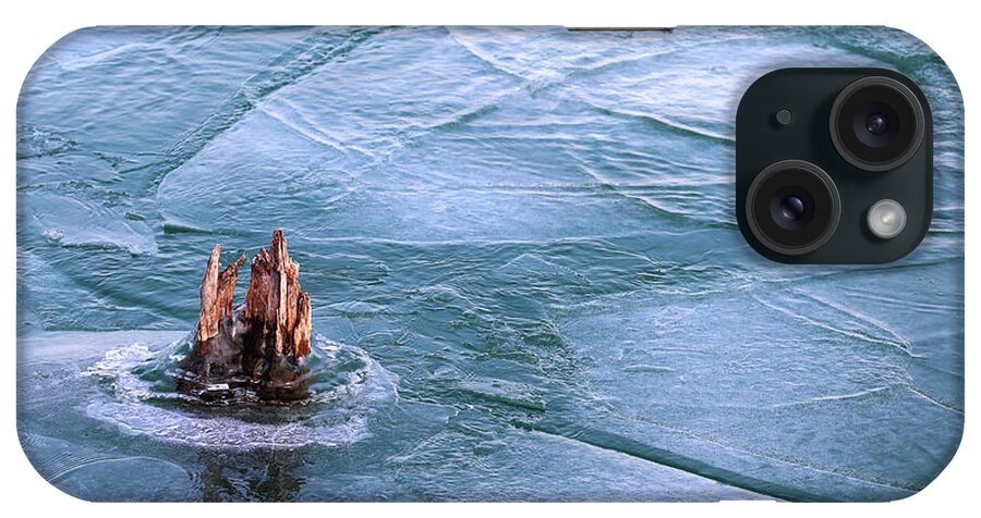 Pilings iPhone Case featuring the photograph Moving Ice in Winter 2017 by Mary Bedy