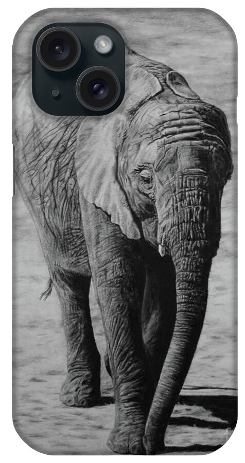 Elephant iPhone Case featuring the drawing Mpumi by Jennifer Watson