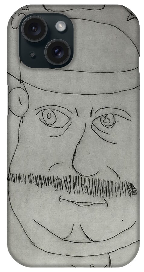 Drawing On Copper Plate. iPhone Case featuring the drawing Mr Bloom - black by Roger Cummiskey