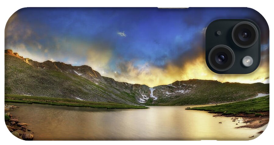 American West iPhone Case featuring the photograph Mt. Evens Summit Lake Sunset by Chris Bordeleau