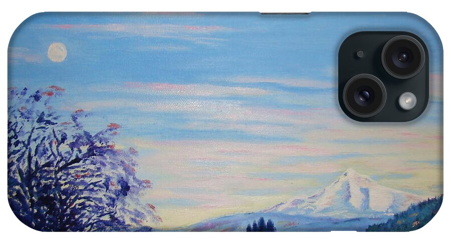 Mt Hood iPhone Case featuring the painting Mt Hood a view from Gresham by Lisa Rose Musselwhite