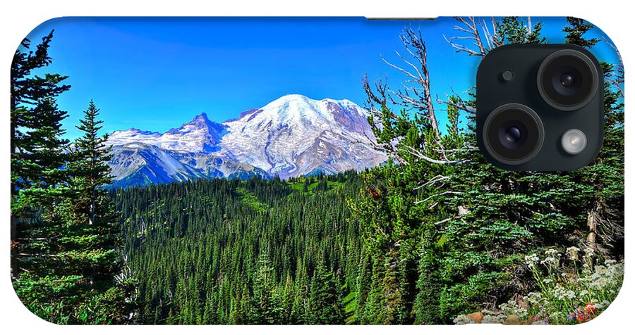Mt. Rainier National Park iPhone Case featuring the photograph Mt. Rainier Wildflowers by Don Mercer