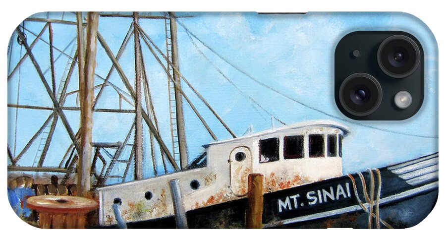 Belford Fishing Port iPhone Case featuring the painting Mt. Sinai Fishing Boat by Leonardo Ruggieri
